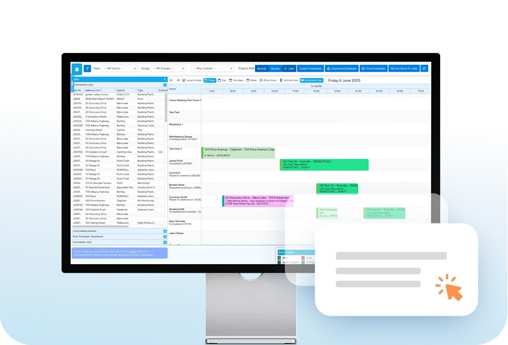 iPad showing job scheduler