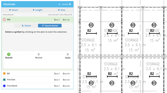 Groundplan Count Assist take-off pushed straight into an Ascora quote