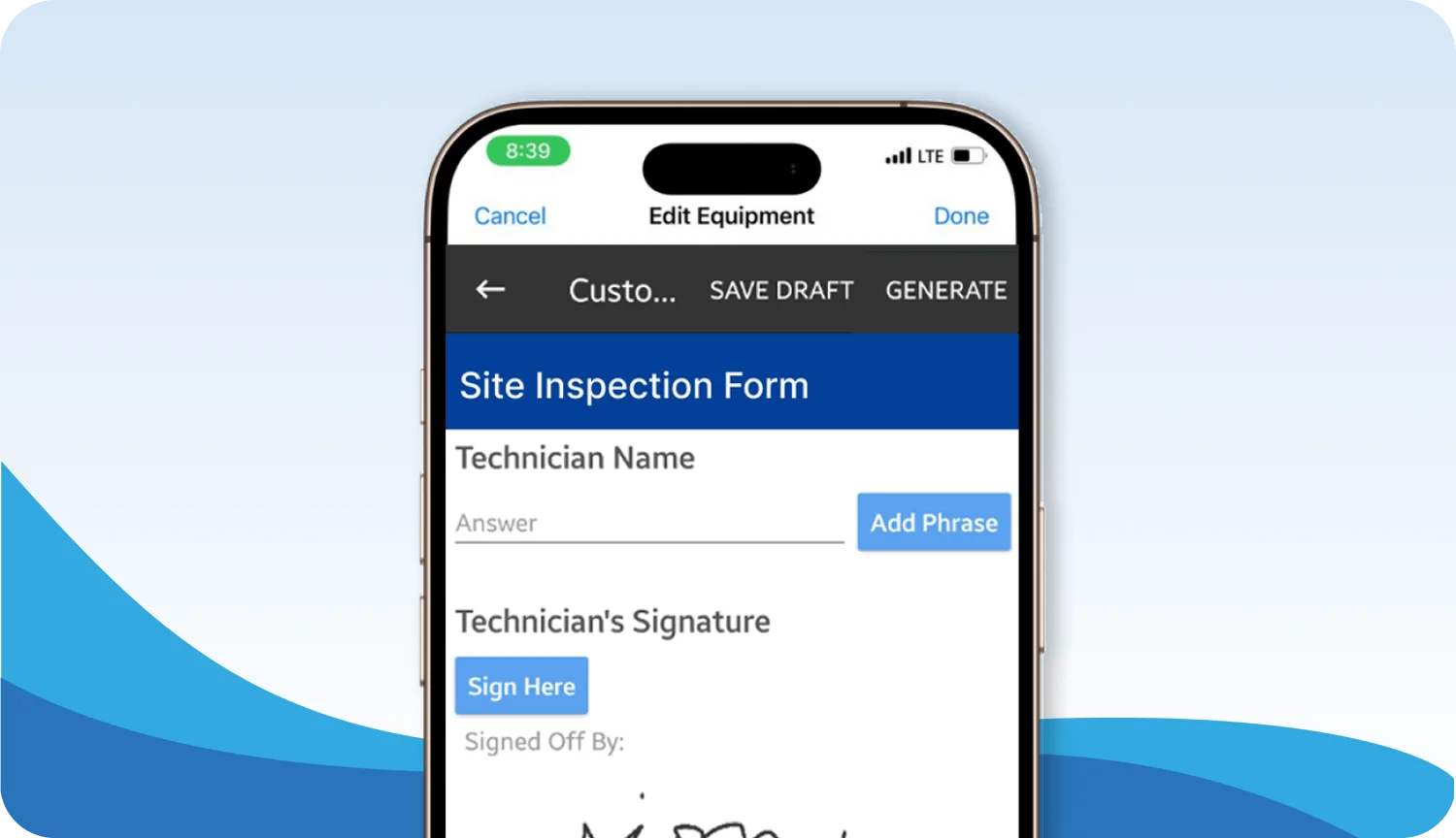Tablet showing Accounts Integration