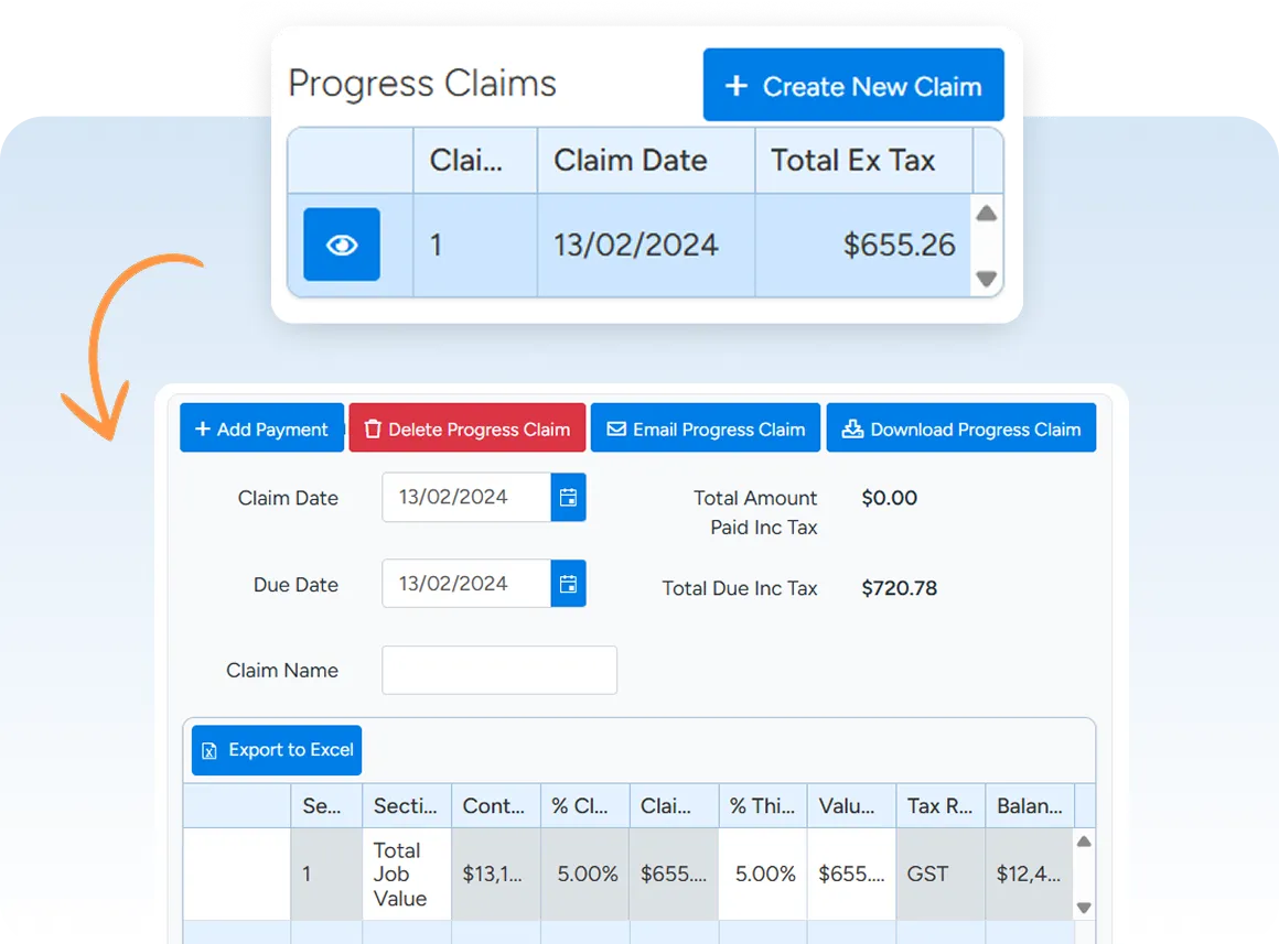 image of progress claims in action