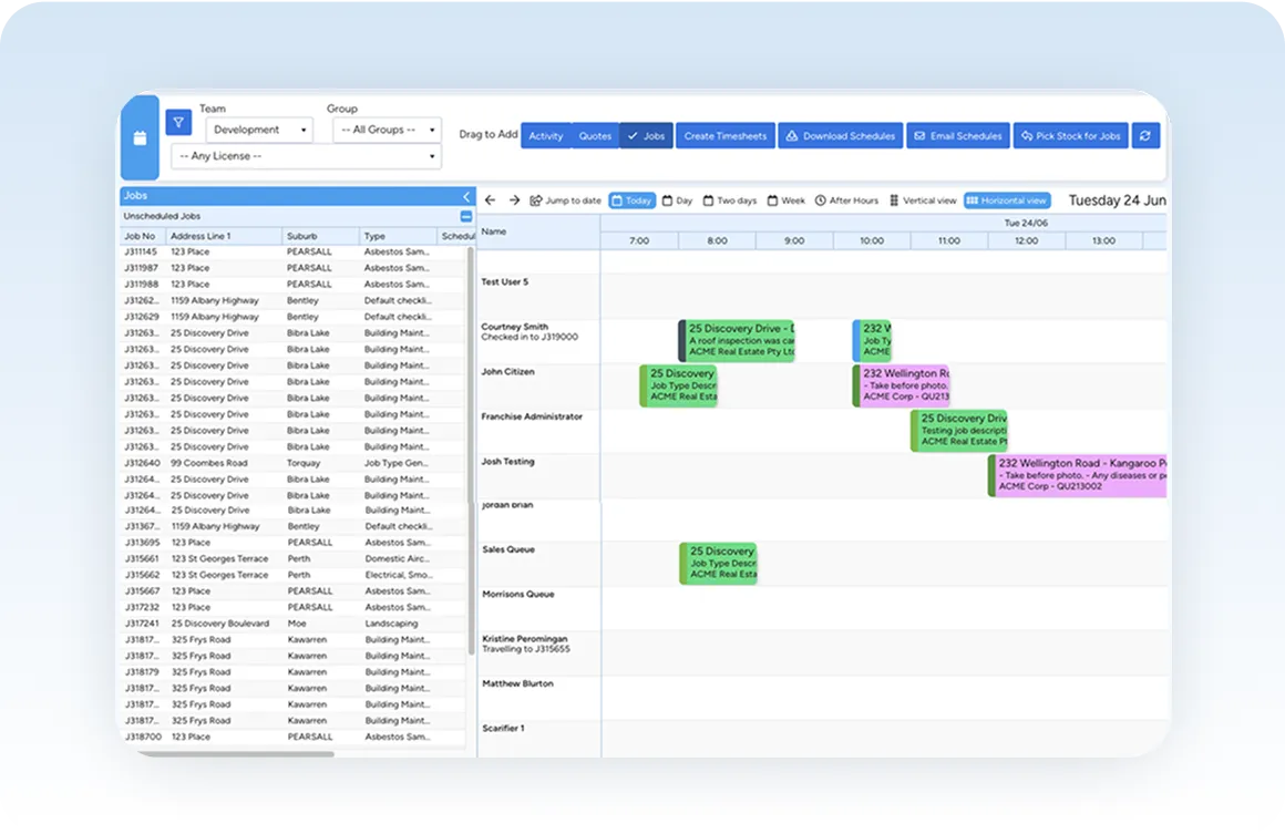 Multiple filters avaialble right on your scheduler