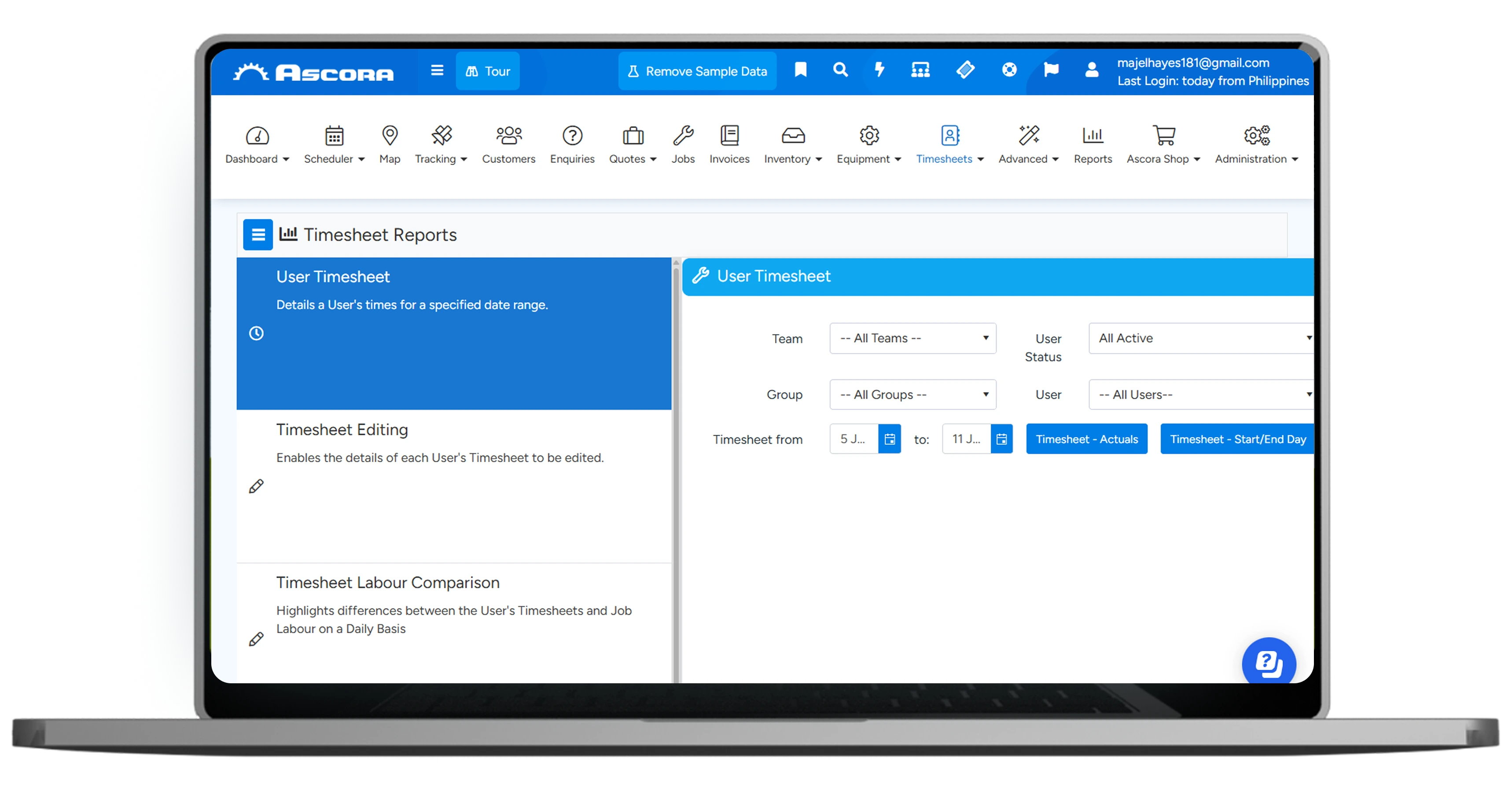 A laptop, displaying app interface for quoting