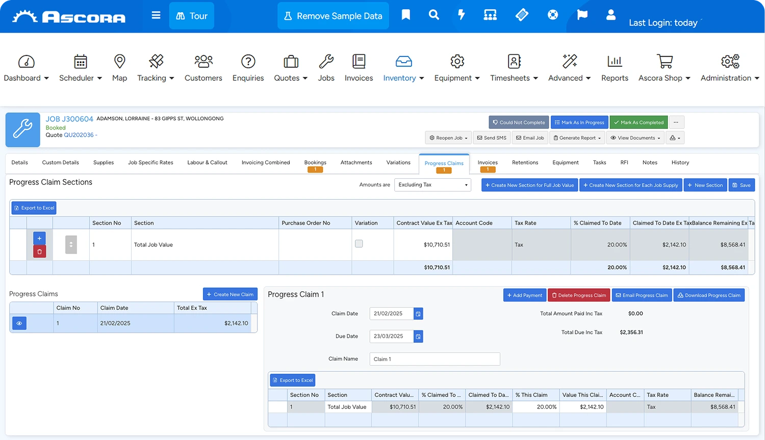 Tablet showing Accounts Integration