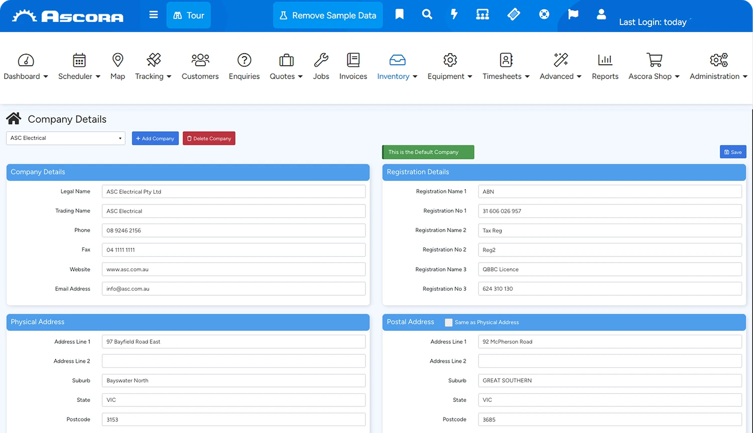 Tablet showing Accounts Integration