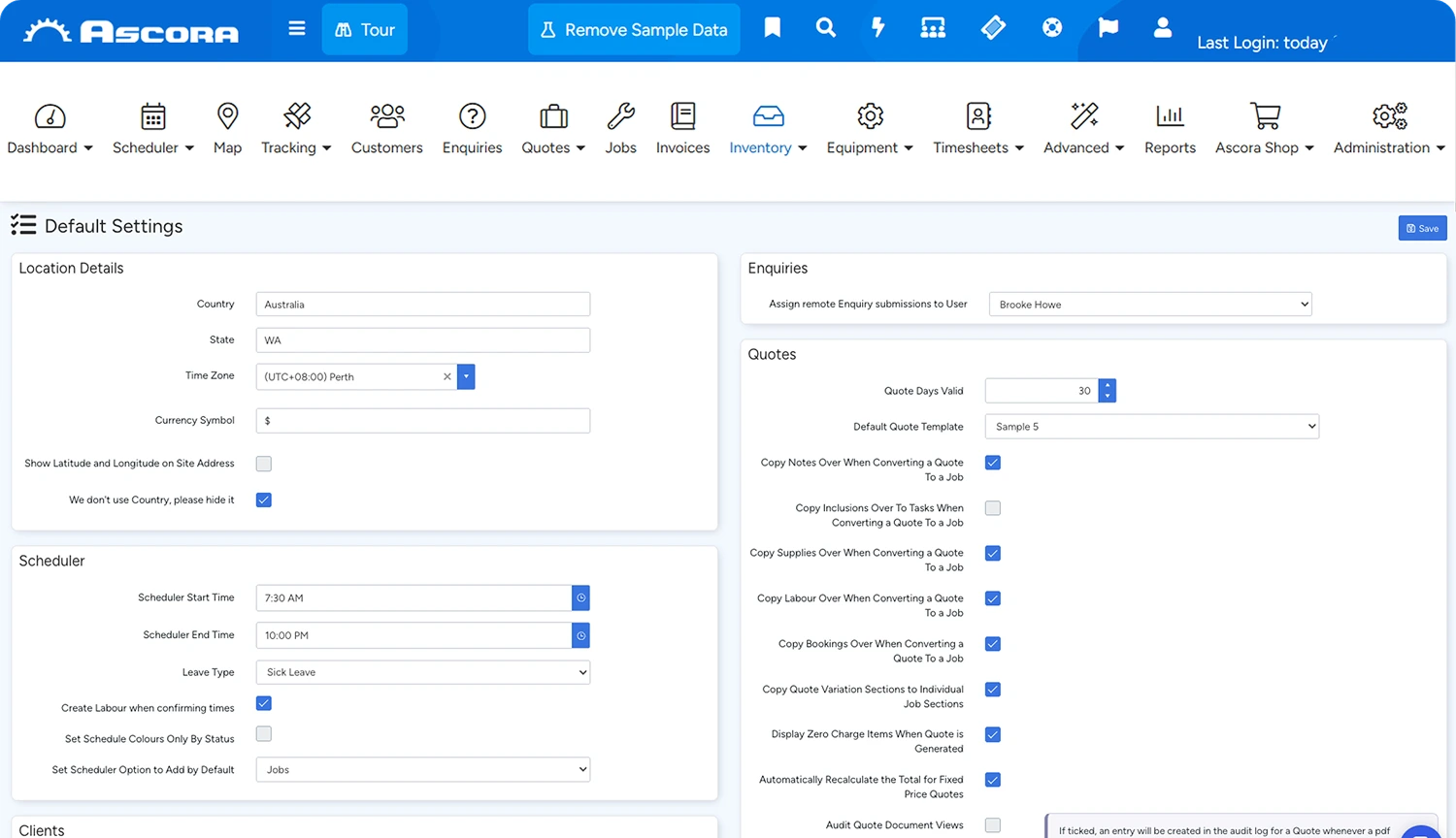 Tablet showing Accounts Integration