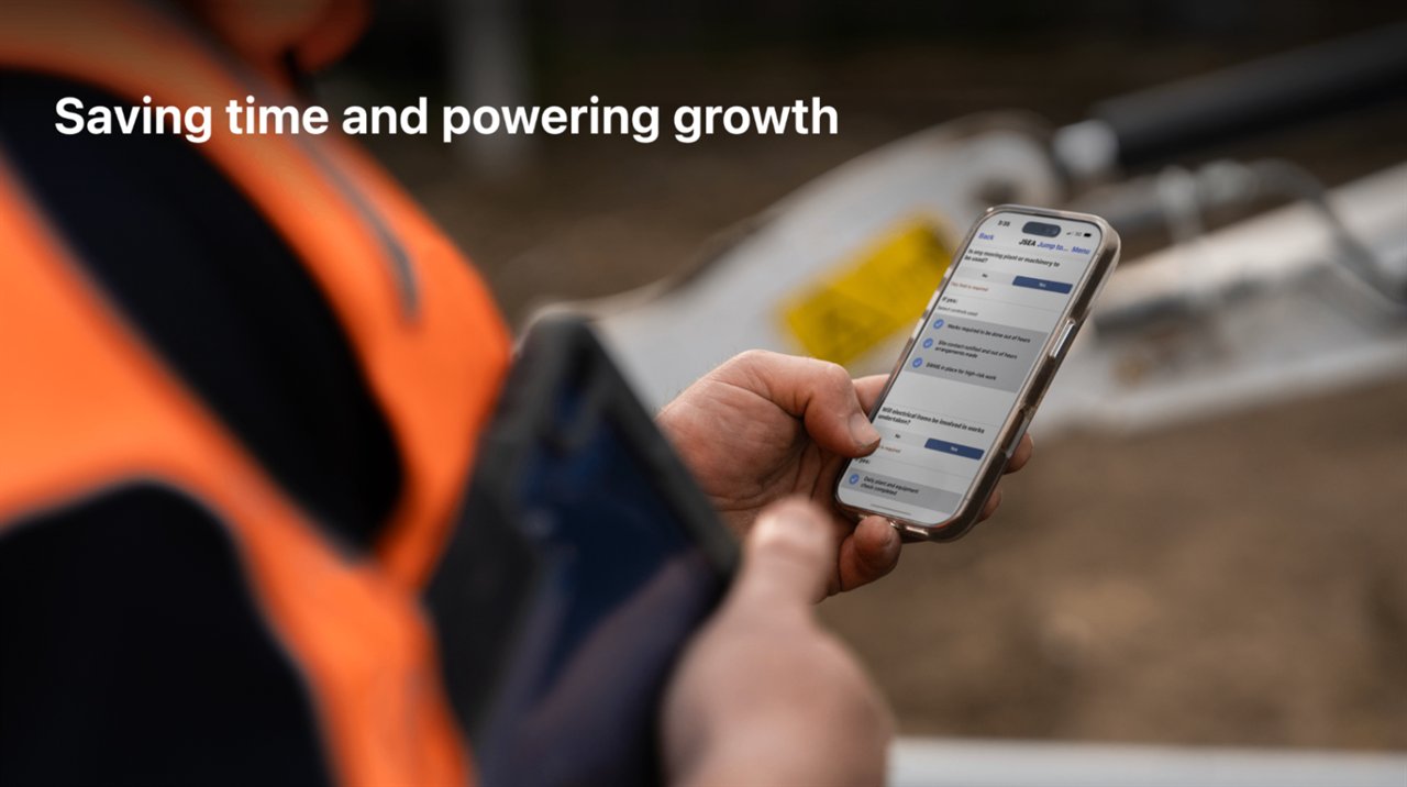 EcoDrain technician using the Ascora app on a job site