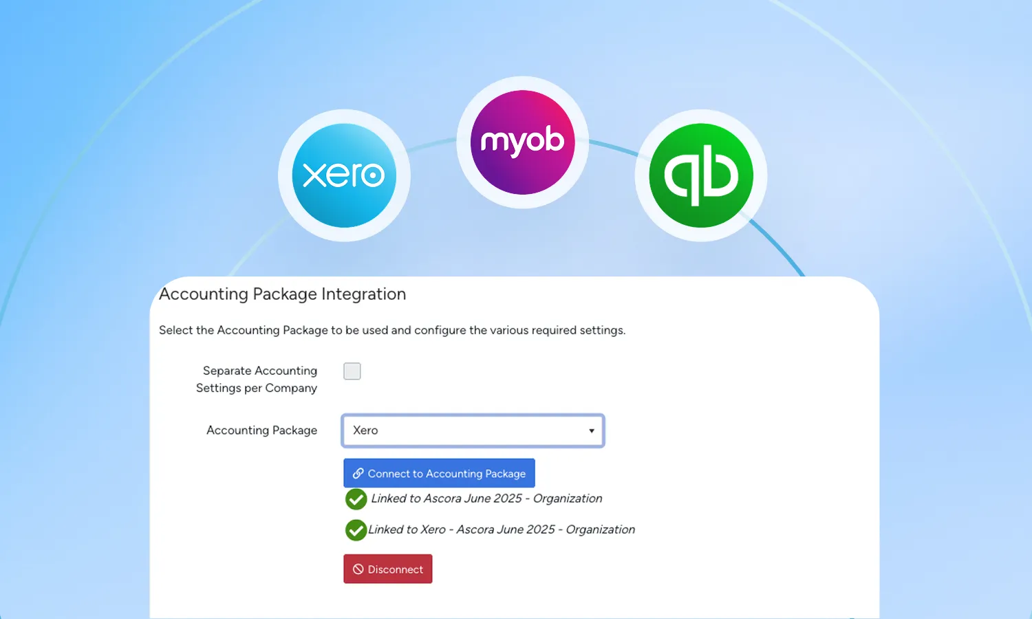 Accounts integration with Xero MYOB QuickBooks