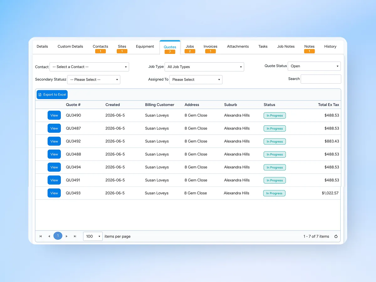 Quote management in Ascora
