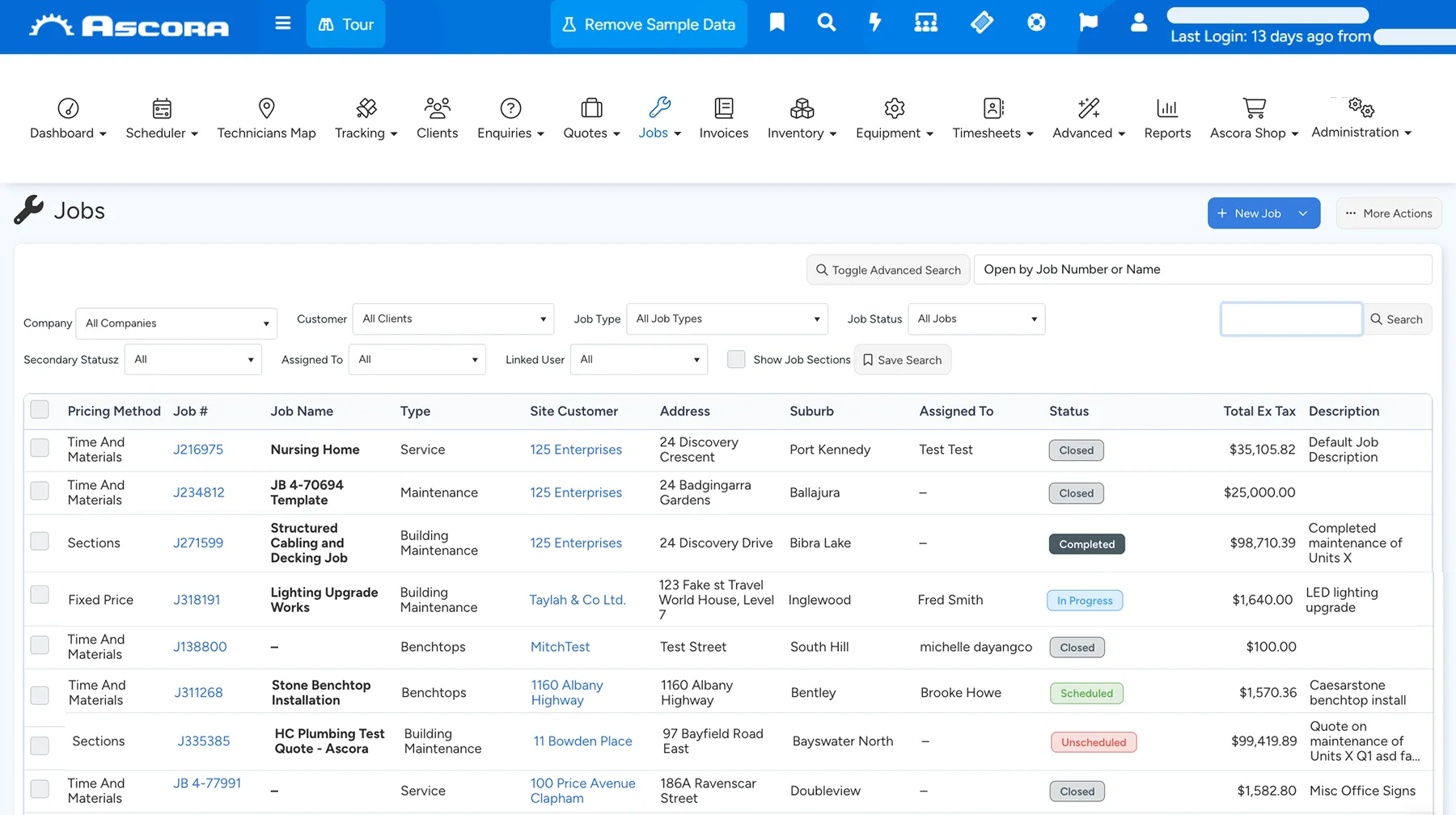 Tablet showing Ascora Field Service Management, click to play walkthrough