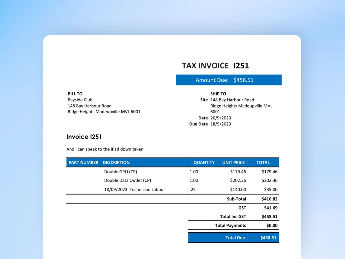 Branded invoice templates in Ascora