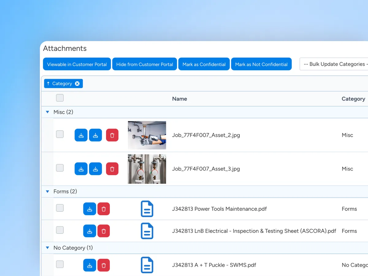 Share assets like quotes and invoices with customers