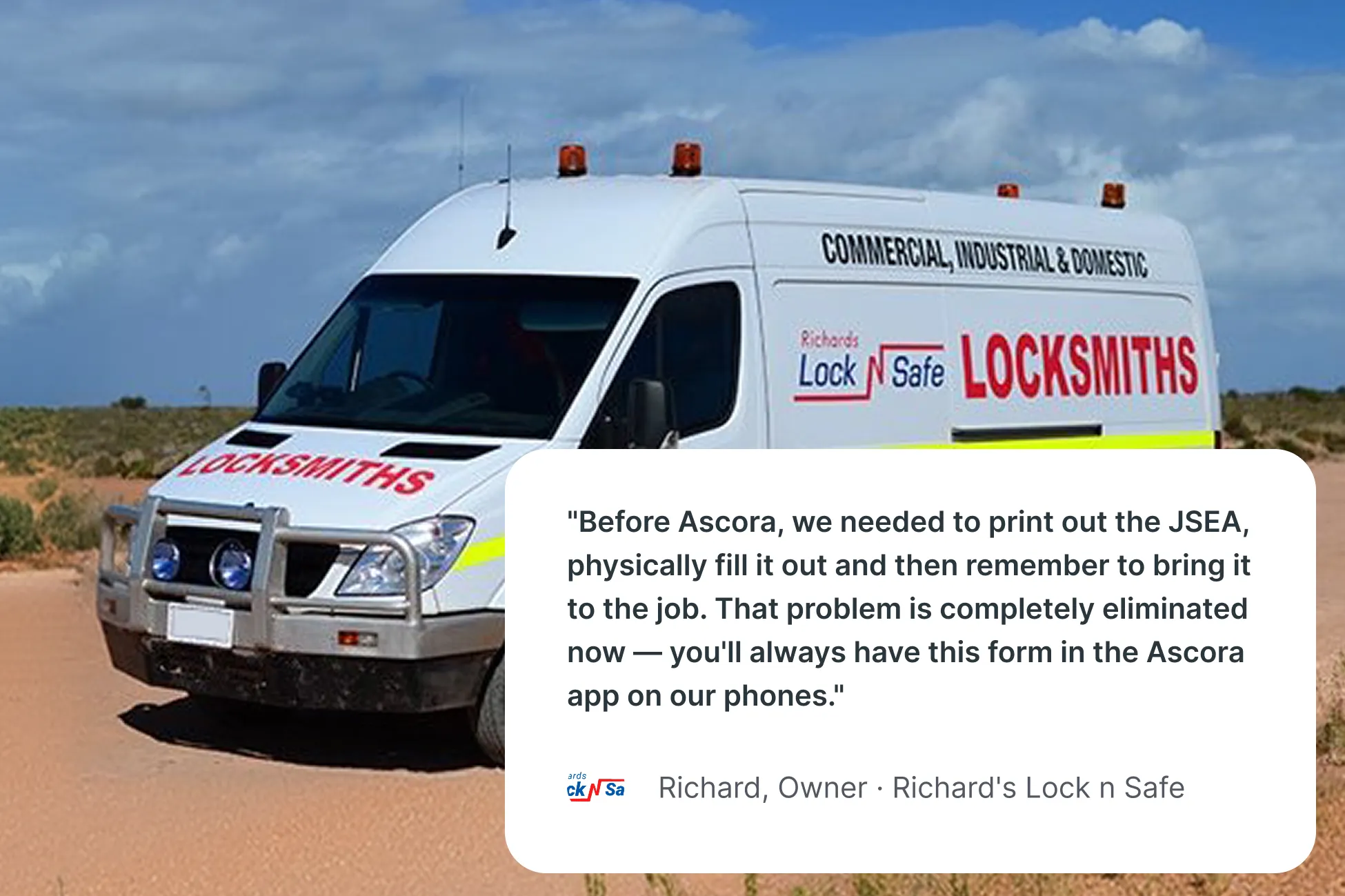 Work van featuring Richard's Lock n Safe logo